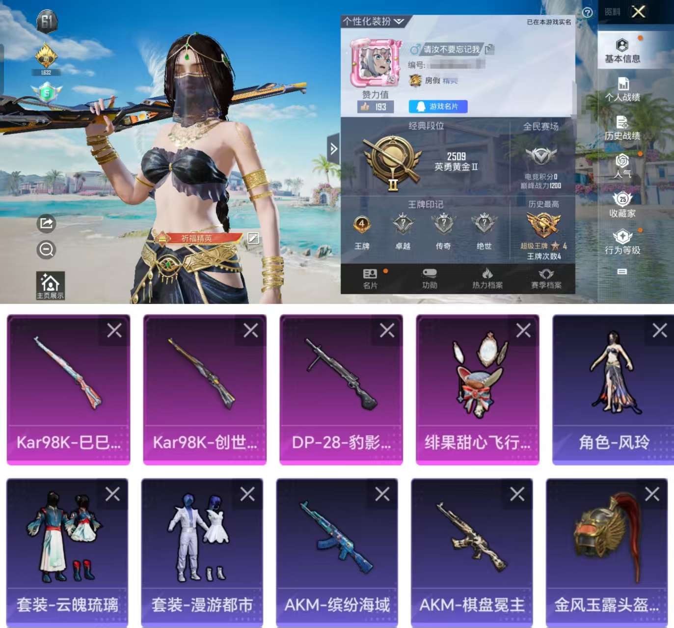 HPCMW3327515和平精英账号详情图2
