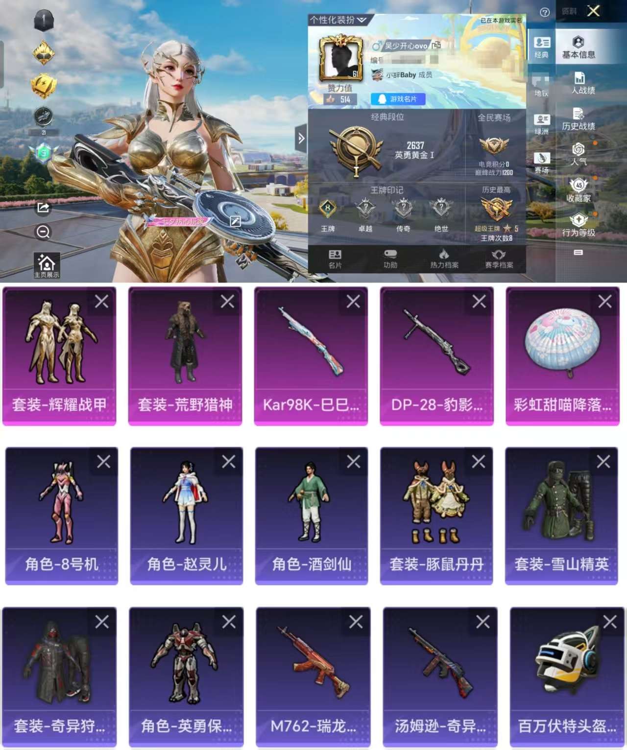 HPCMW3338162和平精英账号详情图2
