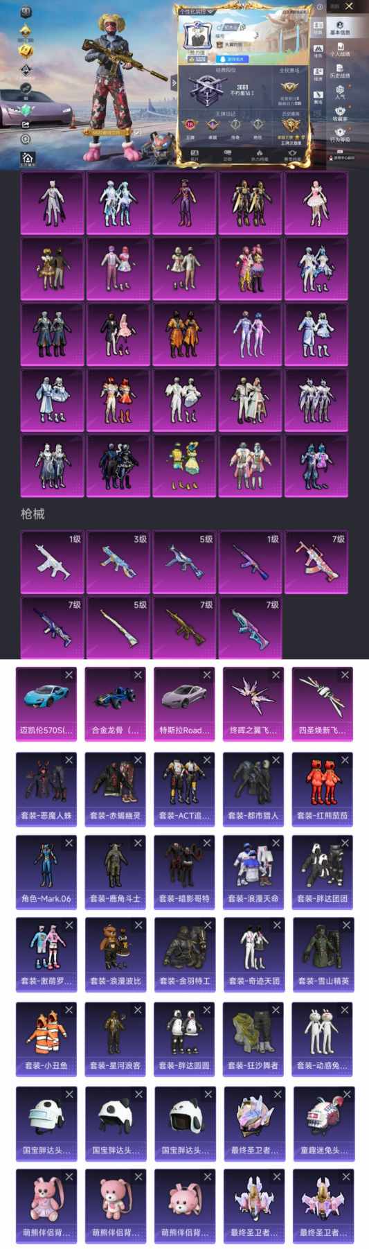 和平精英账号苹果QQ3载具-328套装-367枪皮-GT147 极品素材号 螳螂 都市 赤蝎裤子 A追光队服 权威番茄 