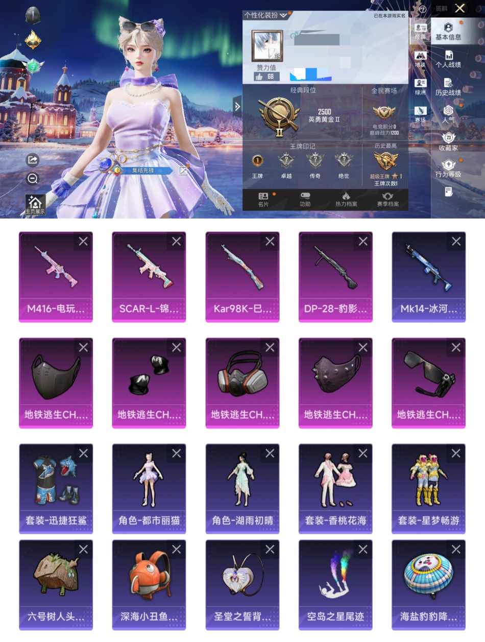 和平精英账号安卓QQ0载具-40套装-48枪皮-HM6279安卓Q区【4特效枪 迅捷狂鲨 角色-都市丽 地铁满天赋-可二