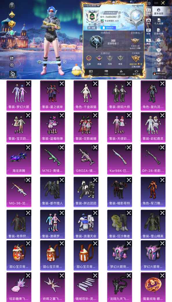 和平精英账号苹果QQ1载具-204套装-260枪皮-umi514  果Q素材号-10粉装-1载具-5特效枪-78509热