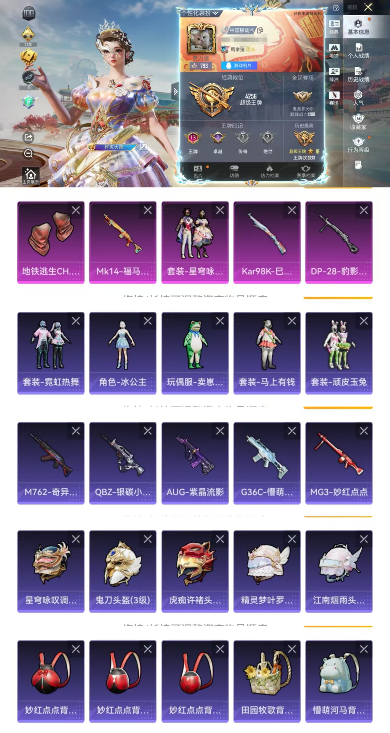 和平精英账号安卓QQ0载具-120套装-143枪皮-HM6656安卓Q区-1粉装3满级特效5飞行器【 巡查实习生III 