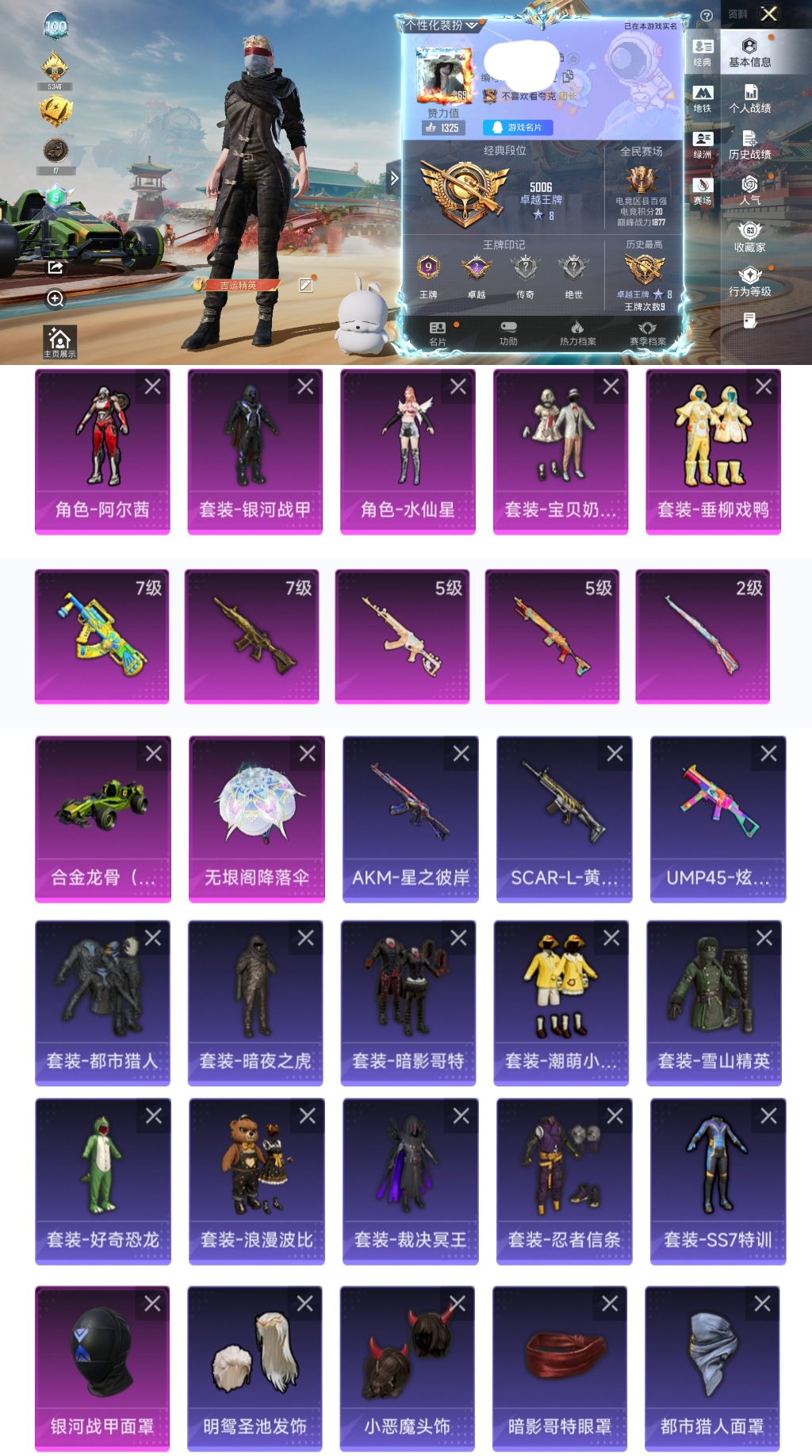 和平精英账号安卓QQ1载具-168套装-223枪皮-GT201 极品素材号 暗夜之虎 都市 红眼罩  合金龙骨 【167