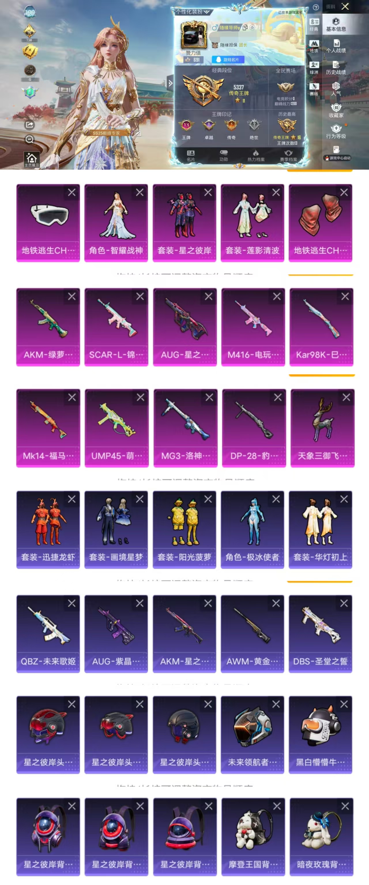 和平精英账号苹果QQ0载具-139套装-181枪皮-HM6727一体号-苹果Q区素材号-3粉装9特效9飞行器【可二次 金