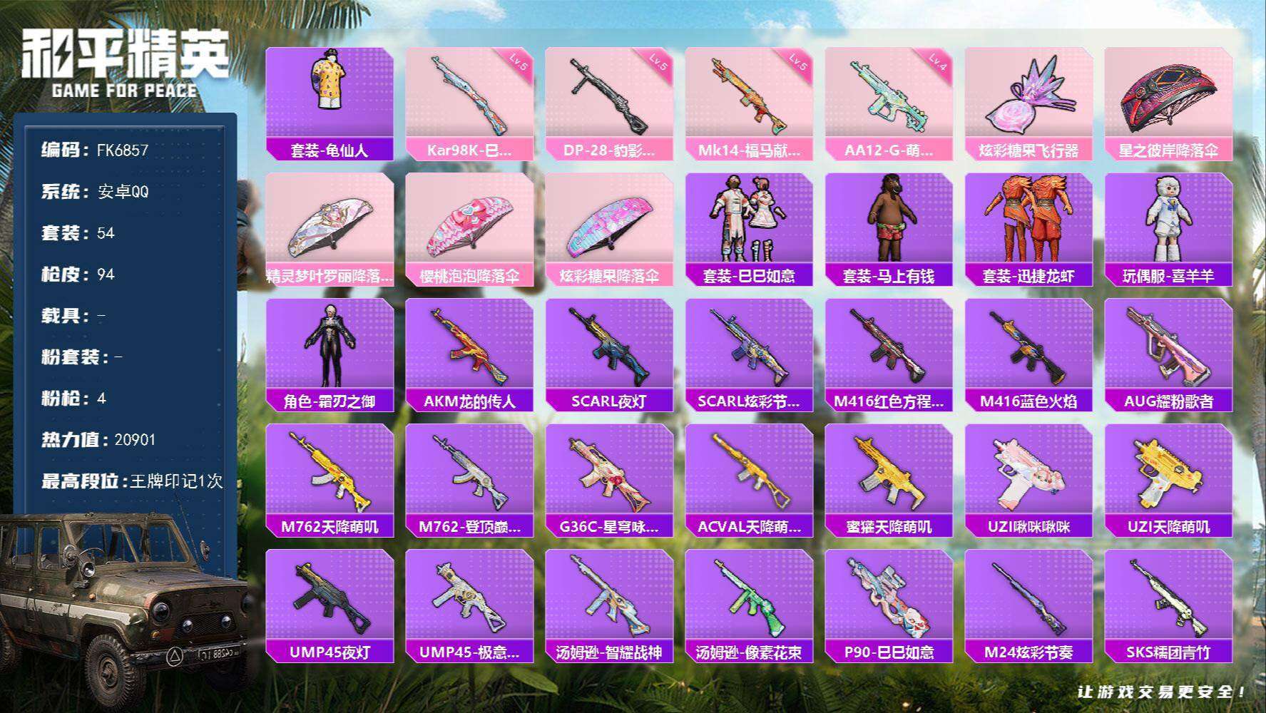 HPCMW4189036和平精英账号详情图1