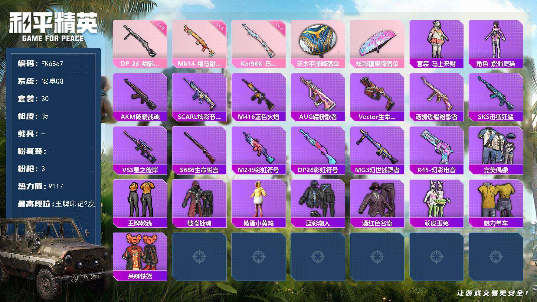 HPCMW4189508和平精英账号详情图1