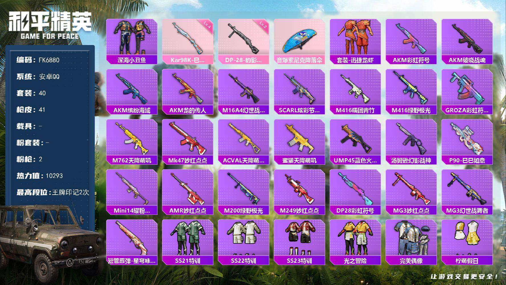 HPCMW4191917和平精英账号详情图1