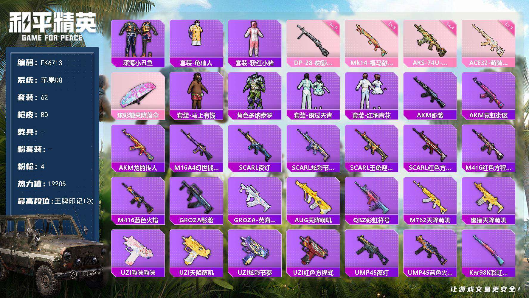 HPCMW4193204和平精英账号详情图1