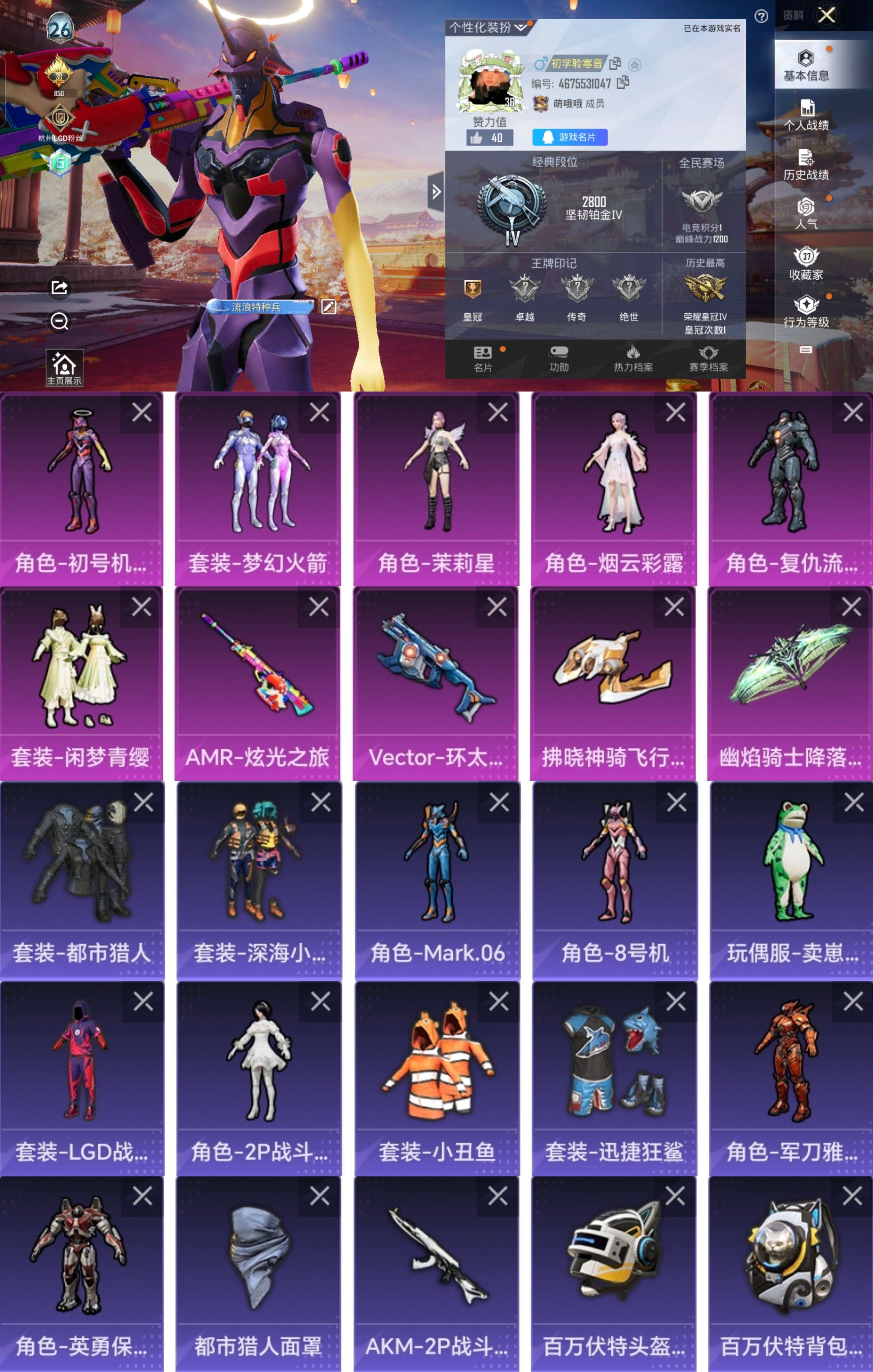 HPCMW4196606和平精英账号详情图1