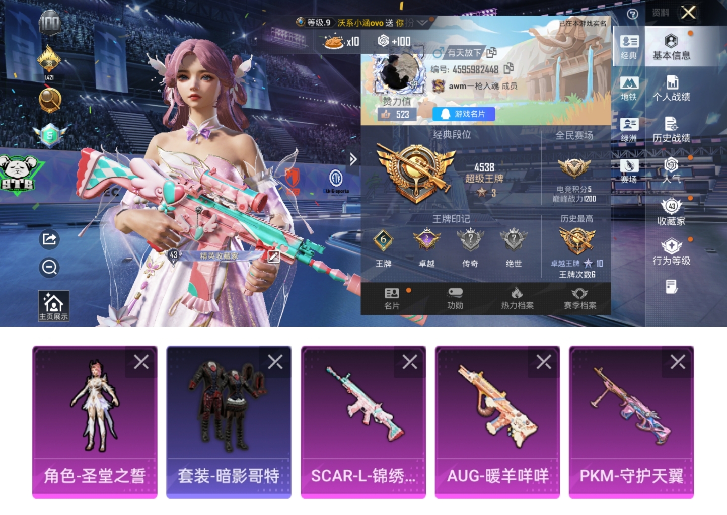 和平精英账号安卓QQ0载具-99套装-112枪皮-HM6928安卓Q区-1粉装-7特效枪-地铁天赋-暗影哥特 深海小丑鱼 32766热力值-6王牌印记-99套装-112枪皮【优质套装】： 圣堂之誓【特效枪等级】：AUG-